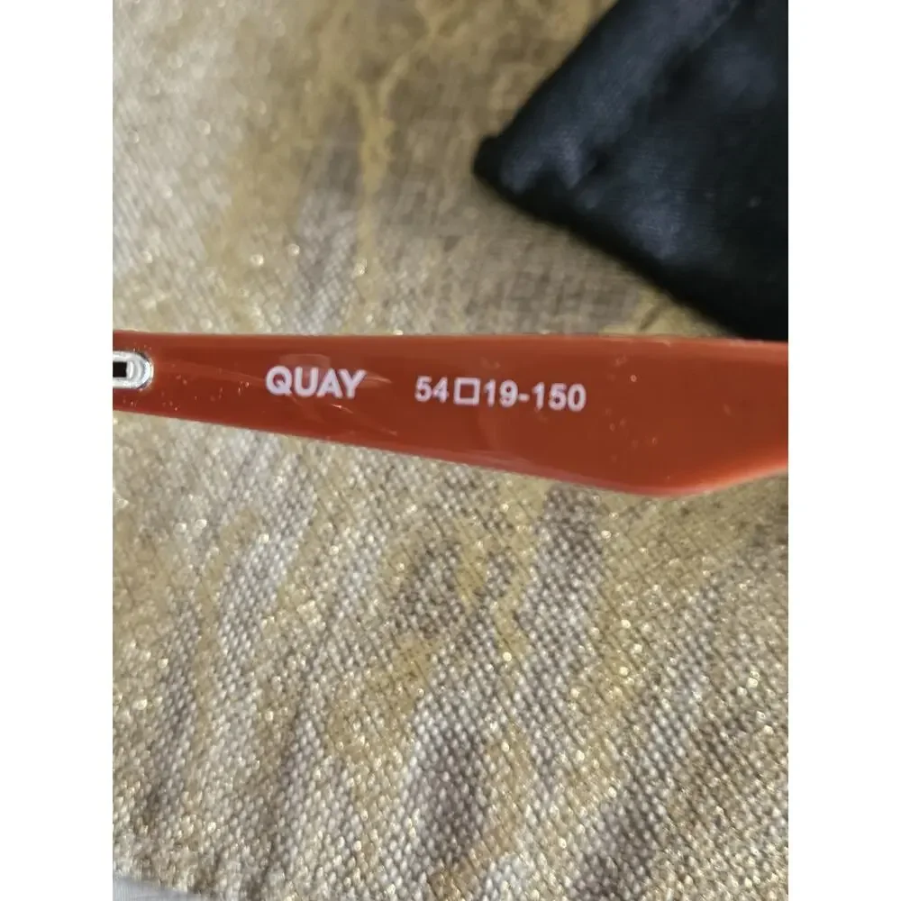 QUAY Women's Call The Shots Burnt Orange Gray Sunglasses Cat Eye Polarized Smoke